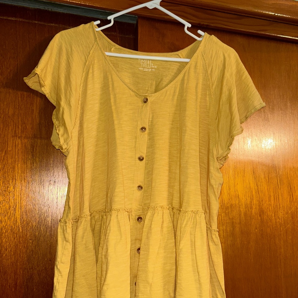 Time and Tru Yellow Button-Down Women's Blouse